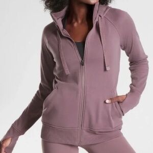 Athleta purple volcanic violet Triumph long sleeve full zip hooded sweatshirt S